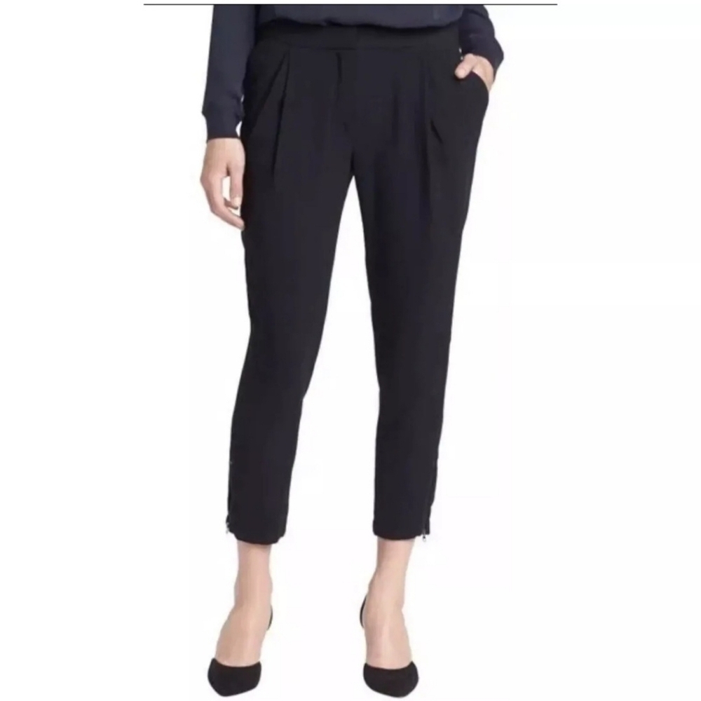 Vince Women's Black Croped Harem Zip Trousers Size 4
